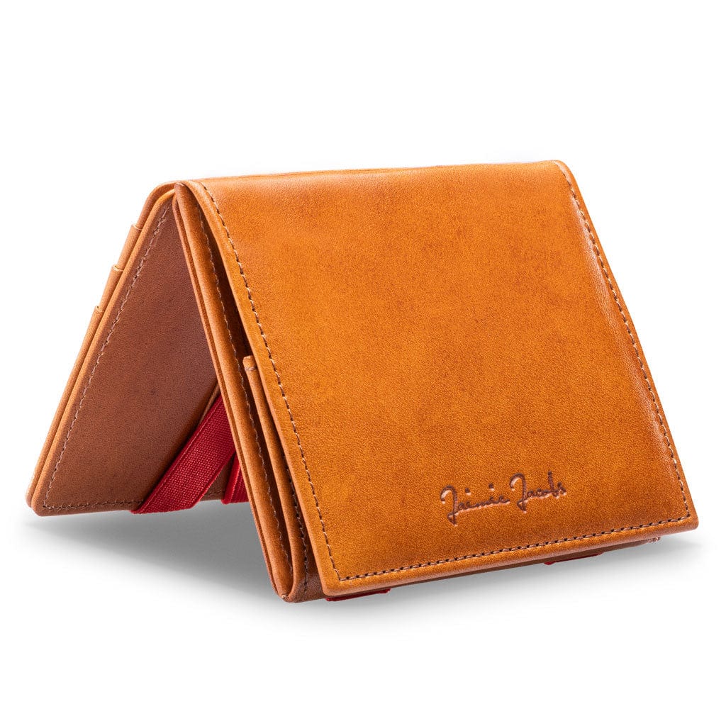 Jaimie Jacobs Geldbeutel Portemonnaie Cognac with Red Flap Boy - Magic Wallet with Coin Pocket - Limited Edition Flap Boy Magic Wallet with Coin Pocket Limited Edition
