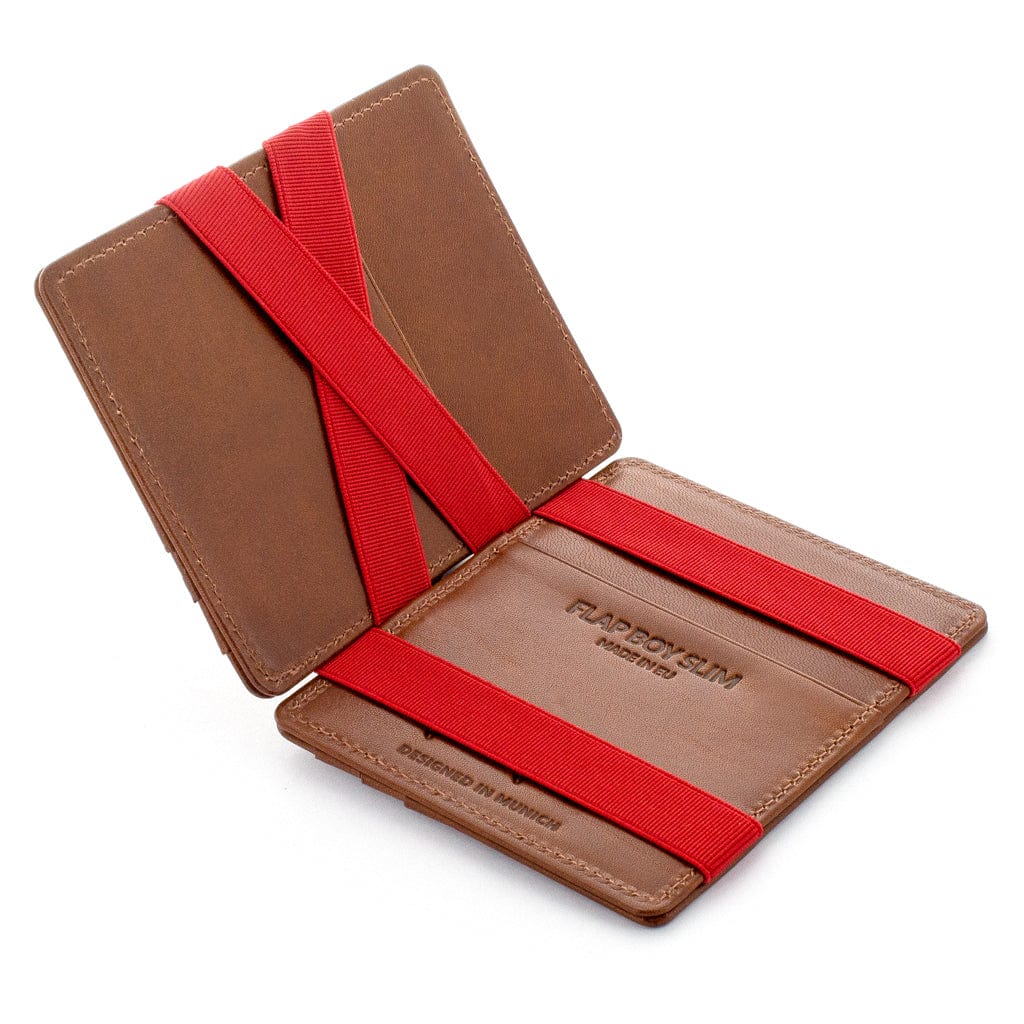 Jaimie Jacobs Geldbeutel Portemonnaie Dark Brown with Red Flap Boy Slim - Magic Wallet without Coin Pocket - Limited Edition Flap Boy Slim Limited Edition Magic Wallet without coin pocket
