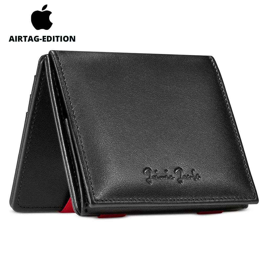 Jaimie Jacobs Geldbeutel Portemonnaie Black with Red Flap Boy AirTag-Edition - Magic Wallet with Coin Pocket Flap Boy magic-wallet with coin pocket & Apple AirTag pocket
