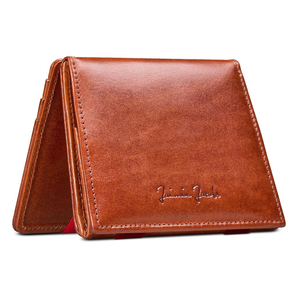 Jaimie Jacobs Geldbeutel Portemonnaie Dark Brown with Red Flap Boy - Magic Wallet with Coin Pocket Flap Boy Magic Wallet with Coin Pocket Genuine Leather