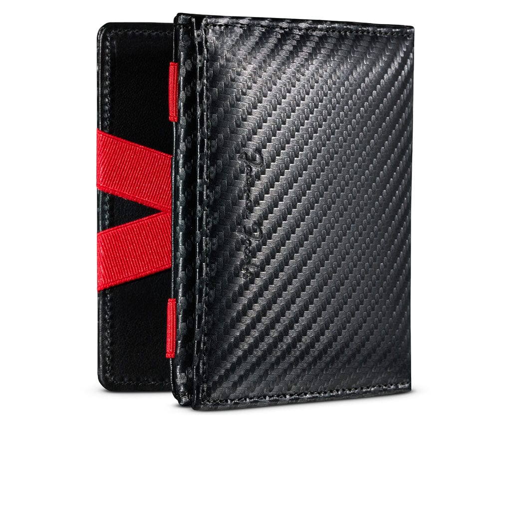 Jaimie Jacobs Geldbeutel Portemonnaie Carbon with Red Flap Boy - Magic Wallet with Coin Pocket Flap Boy Magic Wallet with Coin Pocket Genuine Leather