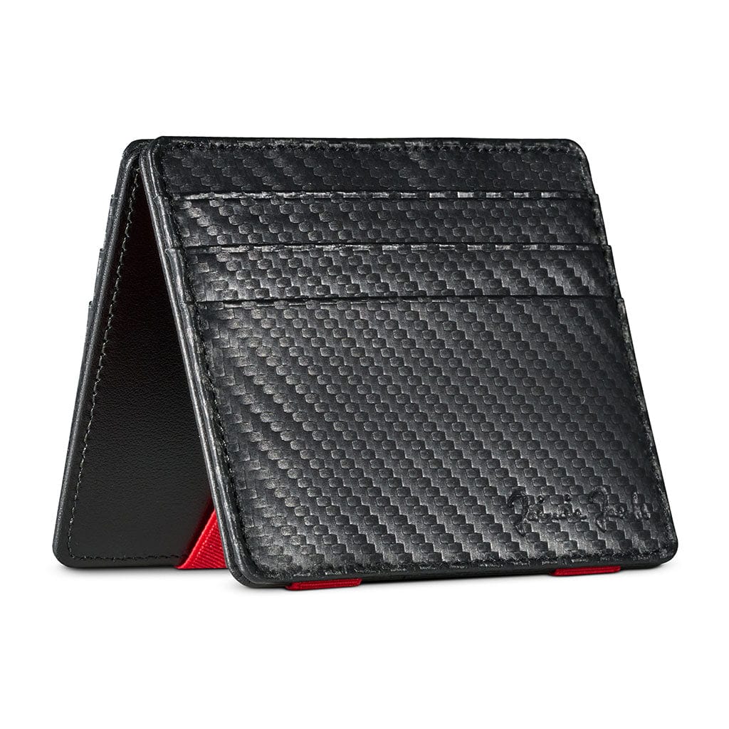 Jaimie Jacobs Geldbeutel Portemonnaie Carbon with Red Flap Boy Slim - Magic Wallet without Coin Pocket Flap Boy Slim Magic Wallet without coin pocket