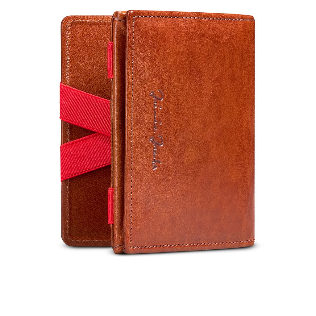 Jaimie Jacobs Geldbeutel Portemonnaie Dark Brown with Red Flap Boy - Magic Wallet with Coin Pocket Flap Boy Magic Wallet with Coin Pocket Genuine Leather
