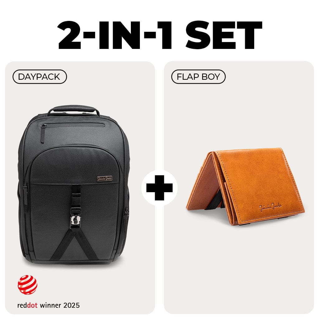 Jaimie Jacobs Rucksack Cognac Business Backpack + Flap Boy Magic Wallet Bundle Business Backpack + Flap Boy Magic Wallet Bundle