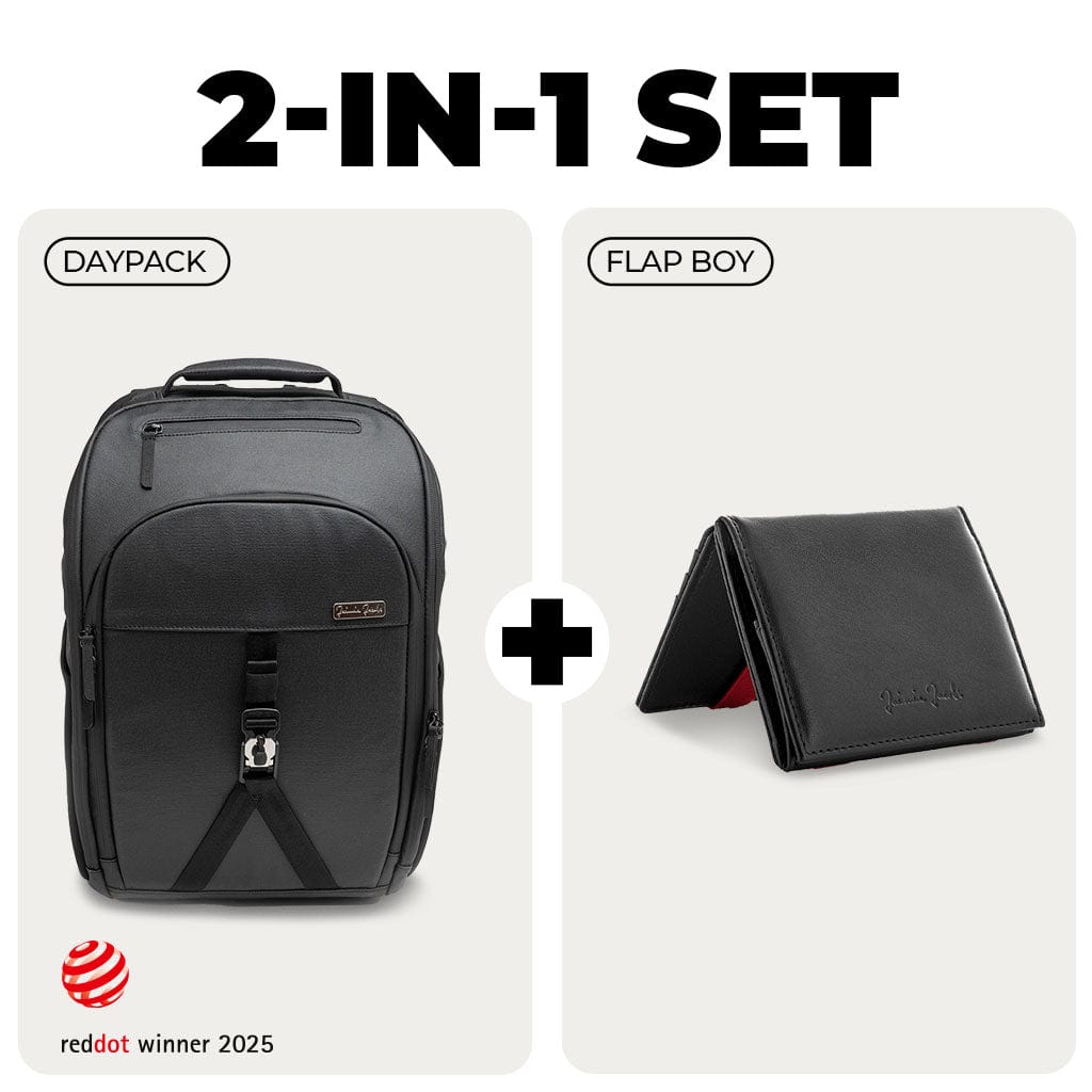 Jaimie Jacobs Rucksack Black with Red Business Backpack + Flap Boy Magic Wallet Bundle Business Backpack + Flap Boy Magic Wallet Bundle