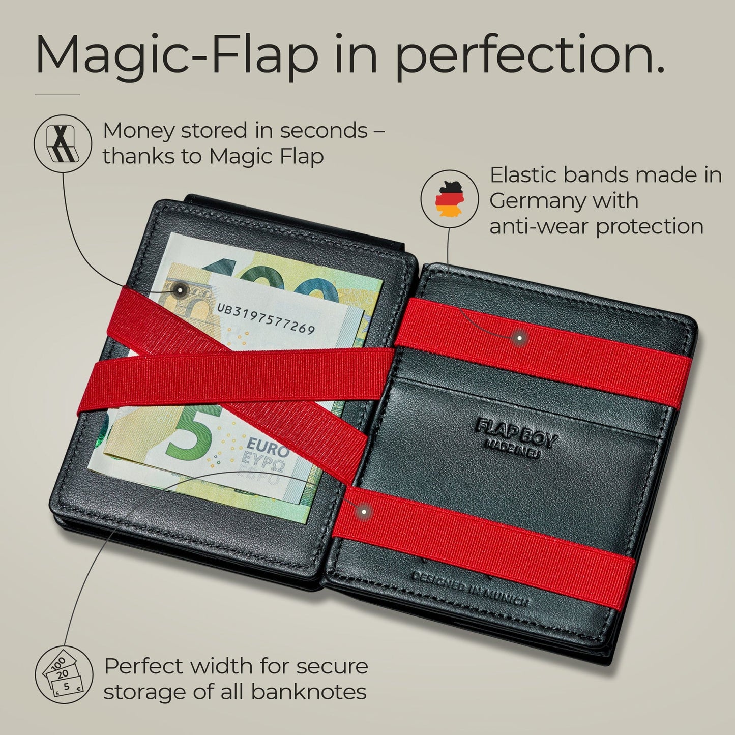 Jaimie Jacobs Geldbeutel Portemonnaie Flap Boy XL - Magic Wallet with Coin Pocket Flap Boy XL - Magic Wallet with Coin Pocket