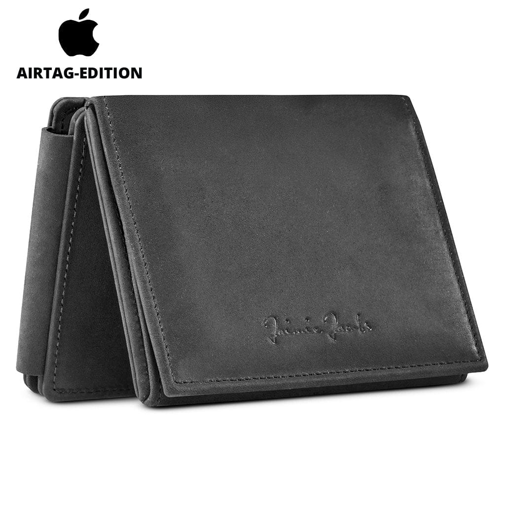 Jaimie Jacobs Geldbeutel Portemonnaie Buffalo Leather Black Flap Boy XL AirTag-Edition - Magic Wallet with Coin Pocket Flap Boy XL AirTag-Edition - Magic Wallet with Coin Pocket