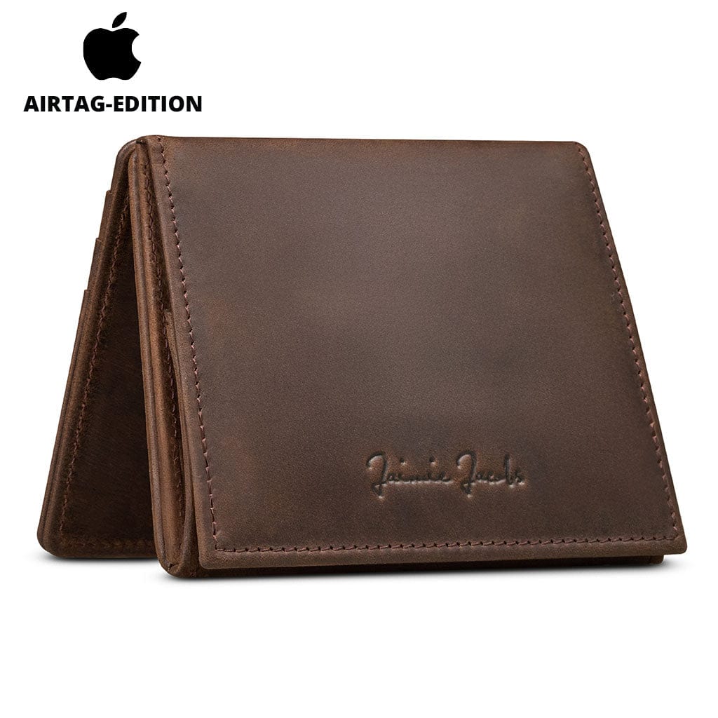 Jaimie Jacobs Geldbeutel Portemonnaie Buffalo Leather Dark Brown Flap Boy AirTag-Edition - Magic Wallet with Coin Pocket Flap Boy magic-wallet with coin pocket & Apple AirTag pocket