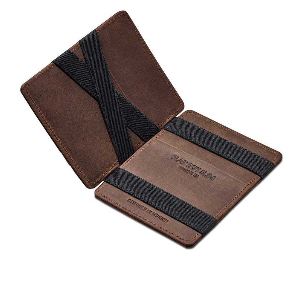 Jaimie Jacobs Geldbeutel Portemonnaie Buffalo Leather Dark Brown Flap Boy Slim - Magic Wallet without Coin Pocket Flap Boy Slim Magic Wallet without coin pocket