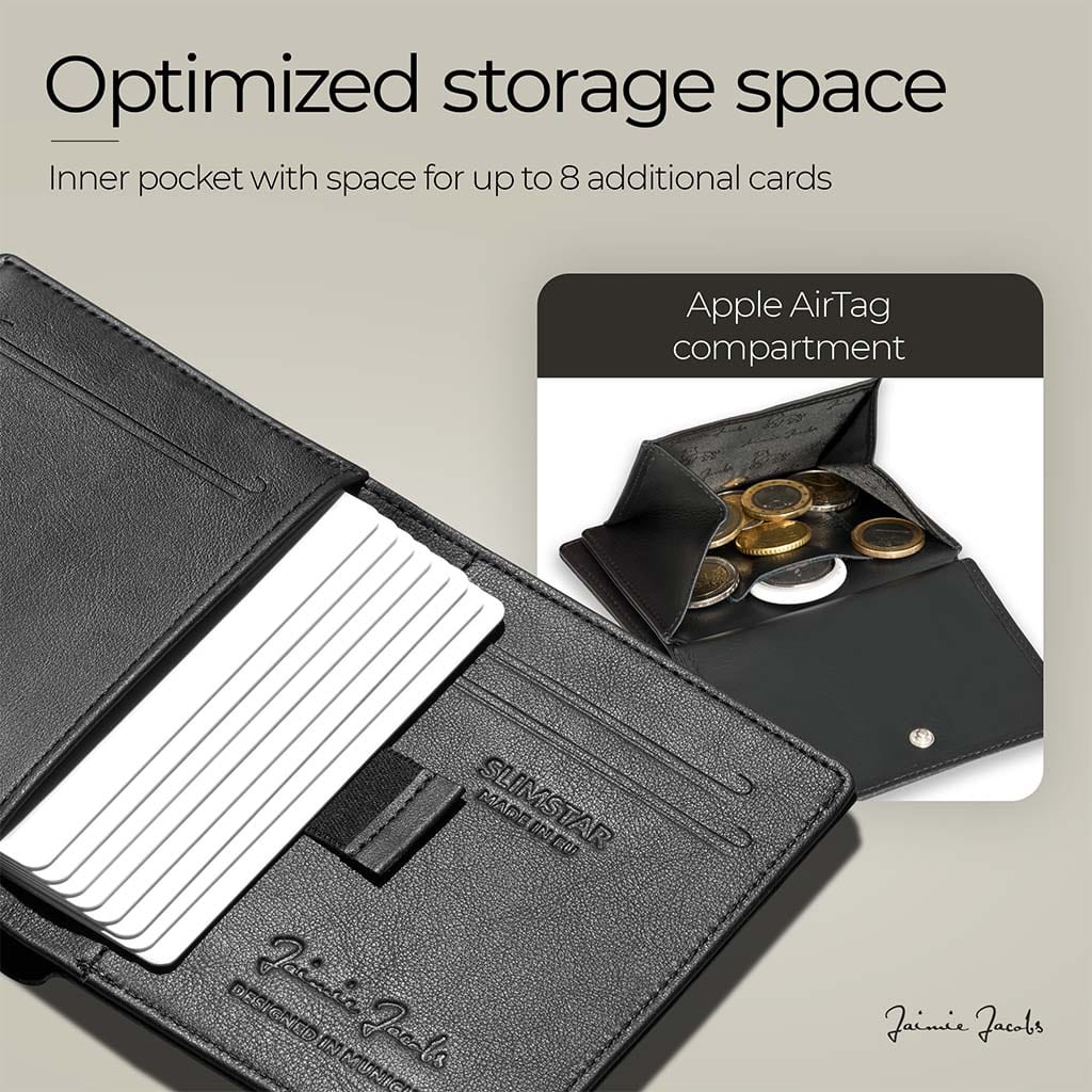 Jaimie Jacobs Geldbeutel Portemonnaie Slimstar AirTag-Edition slim wallet with large coin pocket Slimstar AirTag Edition slim wallet with big coin pocket