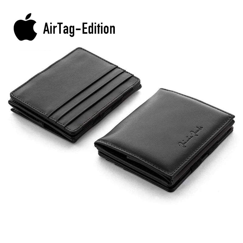 Jaimie Jacobs Geldbeutel Portemonnaie Black Flap Boy AirTag-Edition Vegan - Magic Wallet with Coin Pocket Vegan Flap Boy Wallet with AirTag Slot – Magic Wallet