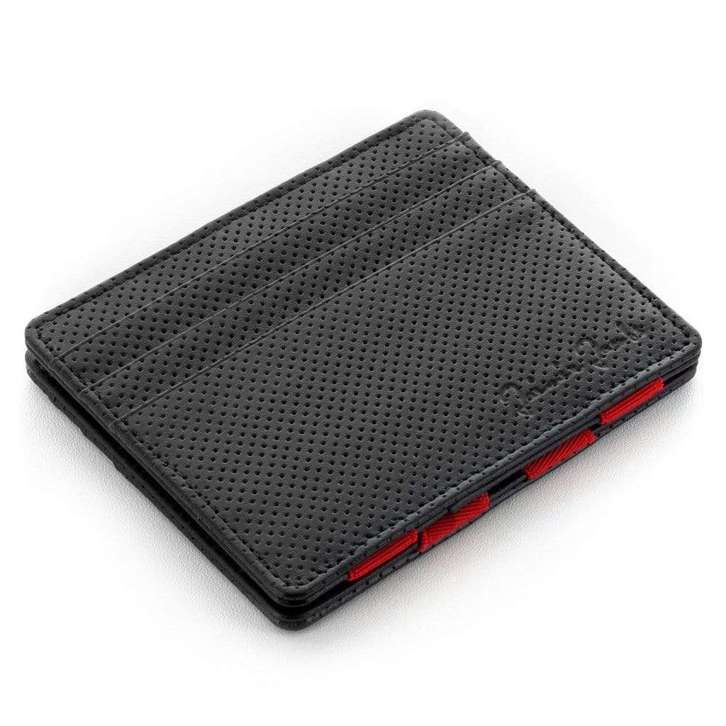 Jaimie Jacobs Geldbeutel Portemonnaie Perforated Leather Black with Red Flap Boy Slim - Magic Wallet without Coin Pocket - Limited Edition Flap Boy Slim Limited Edition Magic Wallet without coin pocket