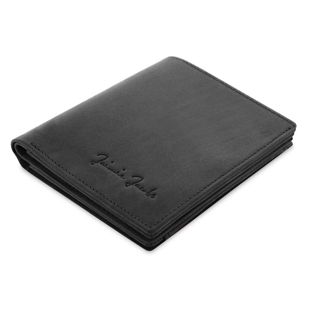 Jaimie Jacobs Geldbeutel Portemonnaie Buffalo Leather Black Slimstar - slim wallet with large coin pocket Slimstar slim wallet with big coin pocket