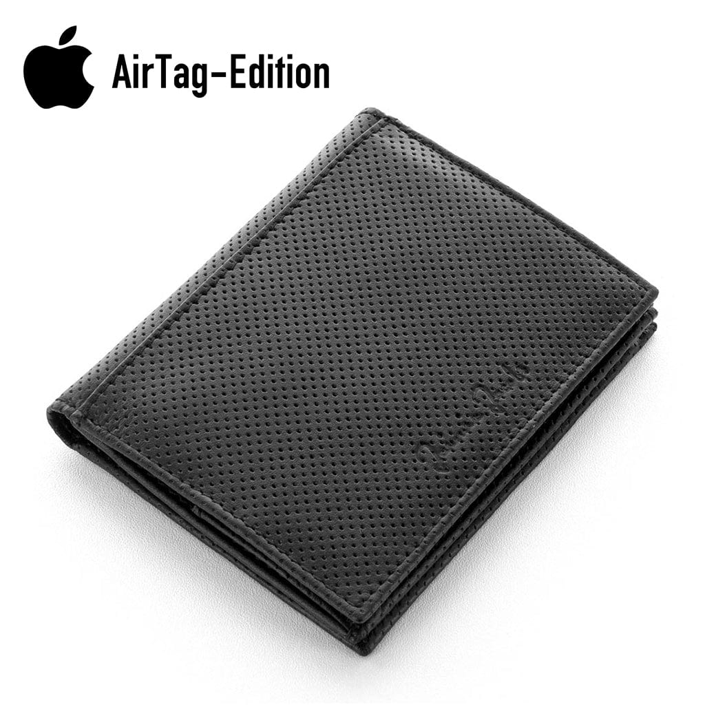 Jaimie Jacobs Geldbeutel Portemonnaie Perforated Leather Black Folder Boy AirTag-Edition Folder Boy Apple AirTag-Edition Wallet With Coin Pocket