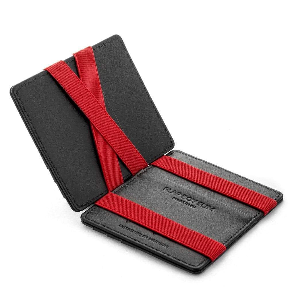 Jaimie Jacobs Geldbeutel Black with Red Flap Boy Slim - Magic Wallet without Coin Pocket jamy jamie jami jakobs