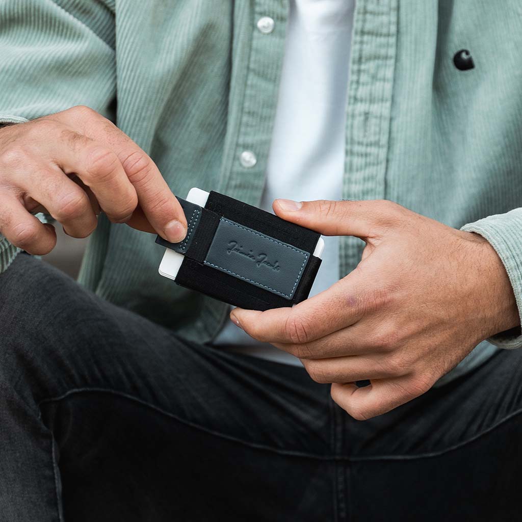 Jaimie Jacobs Geldbeutel Karten Portemonnaie Blue Nano Boy with small elastic coin pocket eco-leather Nano Boy mini wallet eco-leather | Jaimie Jacobs Wallets