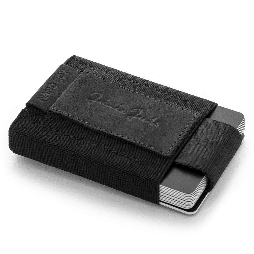 Jaimie Jacobs Geldbeutel Karten Portemonnaie Buffalo Leather Black Nano Boy with small elastic coin pocket Nano Boy mini wallet for men and women