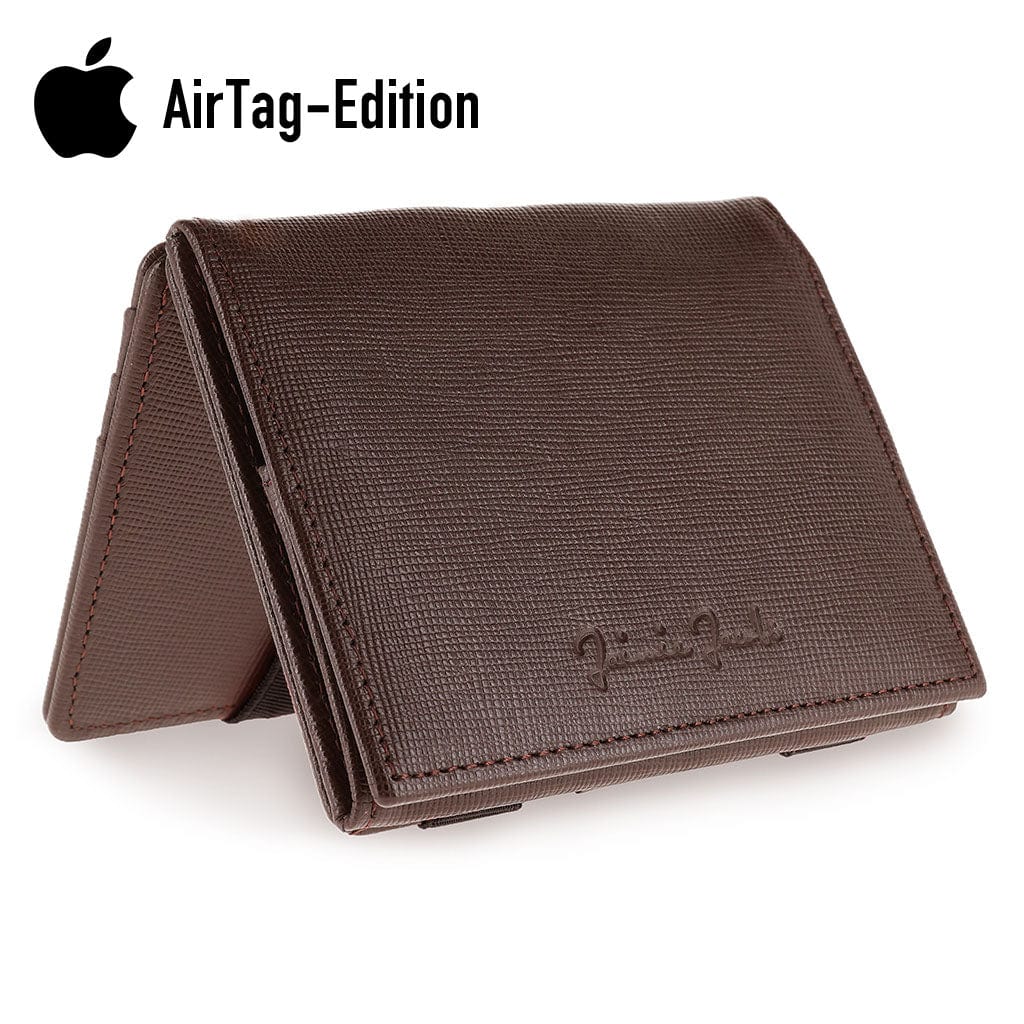 Jaimie Jacobs Geldbeutel Portemonnaie Saffiano Brown Flap Boy AirTag-Edition - Magic Wallet with Coin Pocket Flap Boy magic-wallet with coin pocket & Apple AirTag pocket
