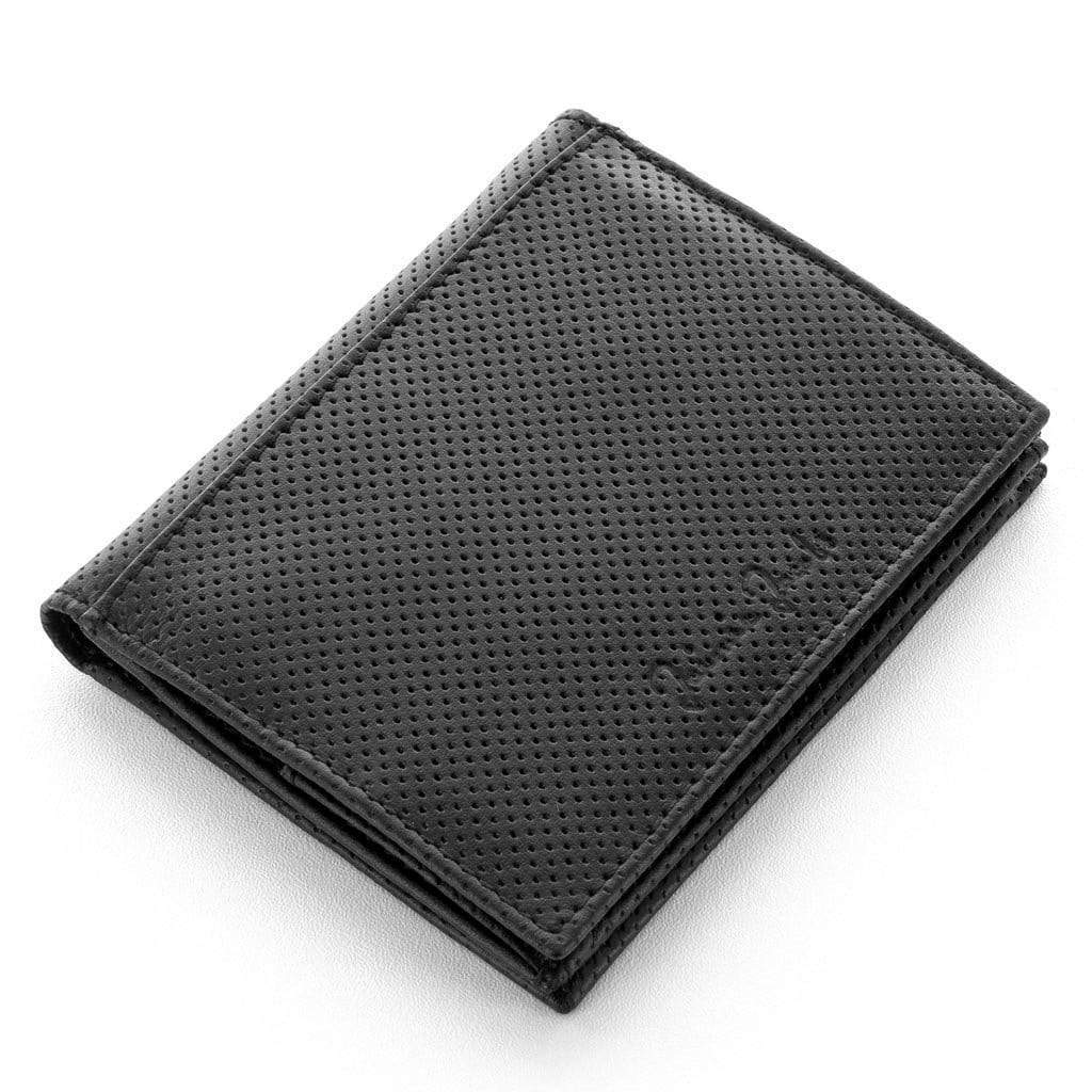 Jaimie Jacobs Geldbeutel Portemonnaie Perforated Leather Black Folder Boy bi-fold wallet Folder Boy Men Wallet With Coin Pocket Genuine Leather