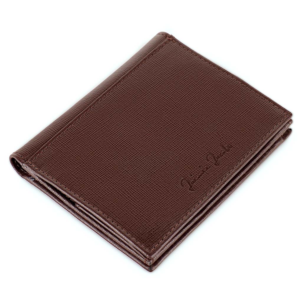 Jaimie Jacobs Geldbeutel Portemonnaie Saffiano Brown Folder Boy bi-fold wallet Folder Boy Men Wallet With Coin Pocket Genuine Leather