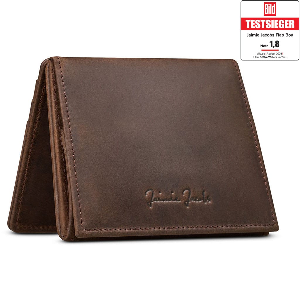 Jaimie Jacobs Geldbeutel Portemonnaie Buffalo Leather Dark Brown Flap Boy - Magic Wallet with Coin Pocket Flap Boy Magic Wallet with Coin Pocket Genuine Leather