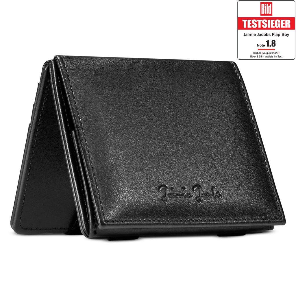 Jaimie Jacobs Geldbeutel Portemonnaie Black Flap Boy - Magic Wallet with Coin Pocket Flap Boy Magic Wallet with Coin Pocket Genuine Leather