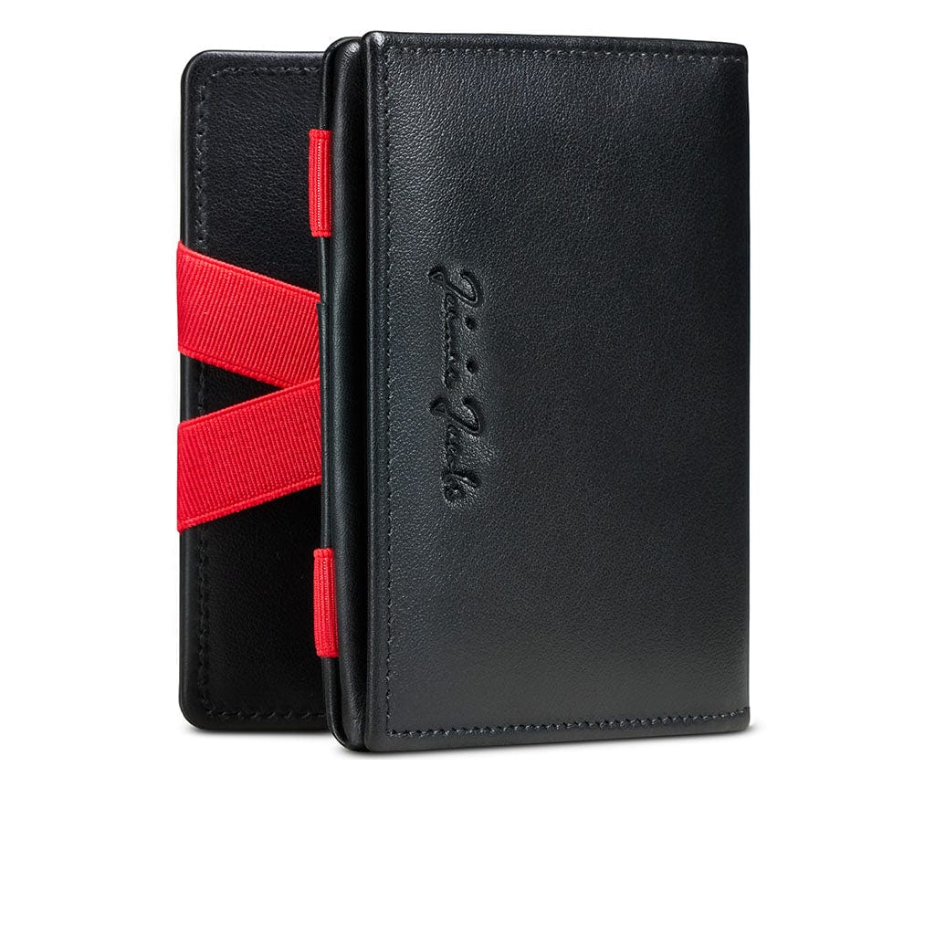 Jaimie Jacobs Geldbeutel Portemonnaie Black with Red Flap Boy - Magic Wallet with Coin Pocket Flap Boy Magic Wallet with Coin Pocket Genuine Leather