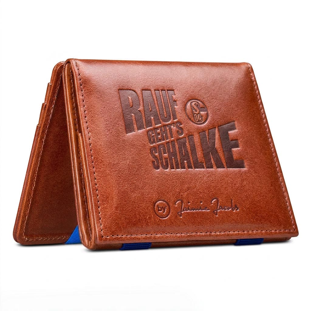 Jaimie Jacobs Geldbeutel Portemonnaie Dark Brown with Blue Flap Boy FC Schalke 04 Aufstiegs-Edition - Magic Wallet with Coin Pocket Flap Boy FC Schalke 04 Edition Magic Wallet