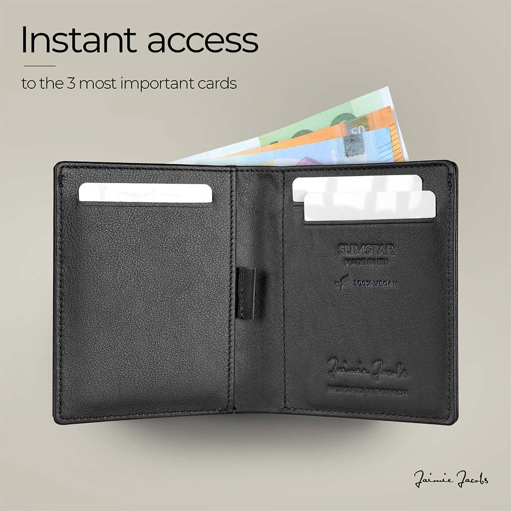 Jaimie Jacobs Geldbeutel Portemonnaie Black Slimstar vegan - slim wallet with small coin pocket Slimstar slim wallet without coin pocket