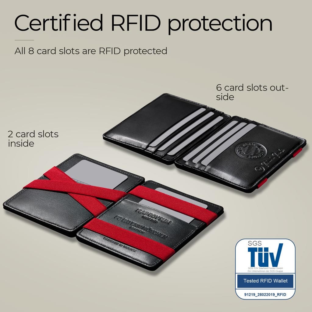 Jaimie Jacobs Geldbeutel Portemonnaie Black with Red Flap Boy Slim FC Bayern München Edition - Magic Wallet without Coin Pocket Flap Boy Slim FC Bayern München Edition Magic Wallet