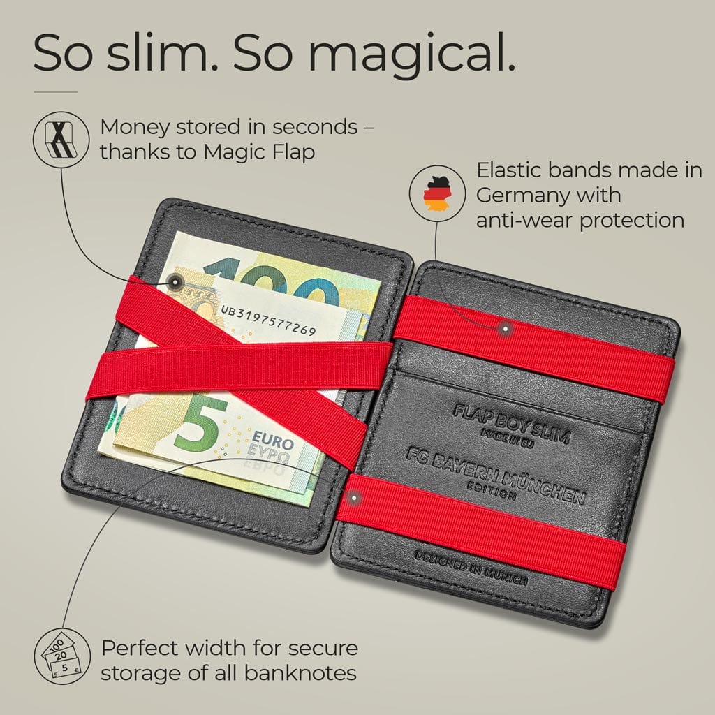 Jaimie Jacobs Geldbeutel Portemonnaie Black with Red Flap Boy Slim FC Bayern München Edition - Magic Wallet without Coin Pocket Flap Boy Slim FC Bayern München Edition Magic Wallet