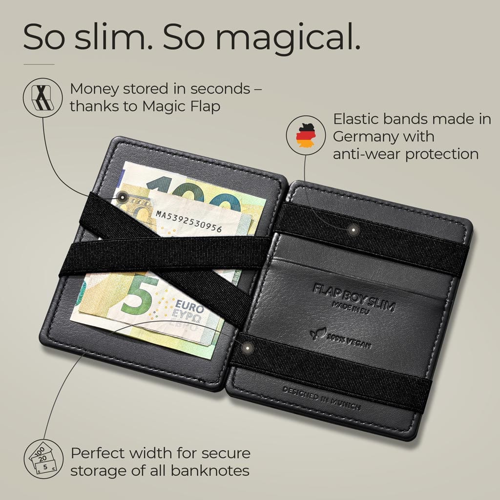 Jaimie Jacobs Geldbeutel Portemonnaie vegan Flap Boy Slim Vegan - Magic Wallet without Coin Pocket Flap Boy Slim Vegan magic wallet without coin pocket men 