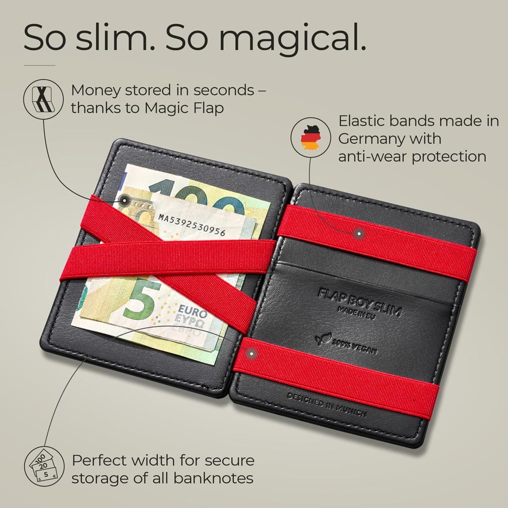 Jaimie Jacobs Geldbeutel Portemonnaie vegan Flap Boy Slim Vegan - Magic Wallet without Coin Pocket Flap Boy Slim Vegan magic wallet without coin pocket men 