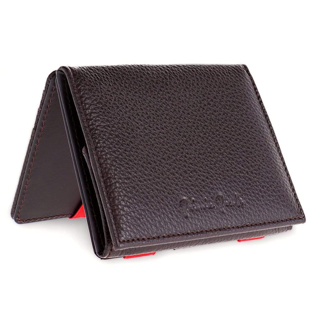 Jaimie Jacobs Geldbeutel Grained Leather Brown with Red Flap Boy - Magic Wallet with Coin Pocket - Limited Edition jamy jamie jami jakobs