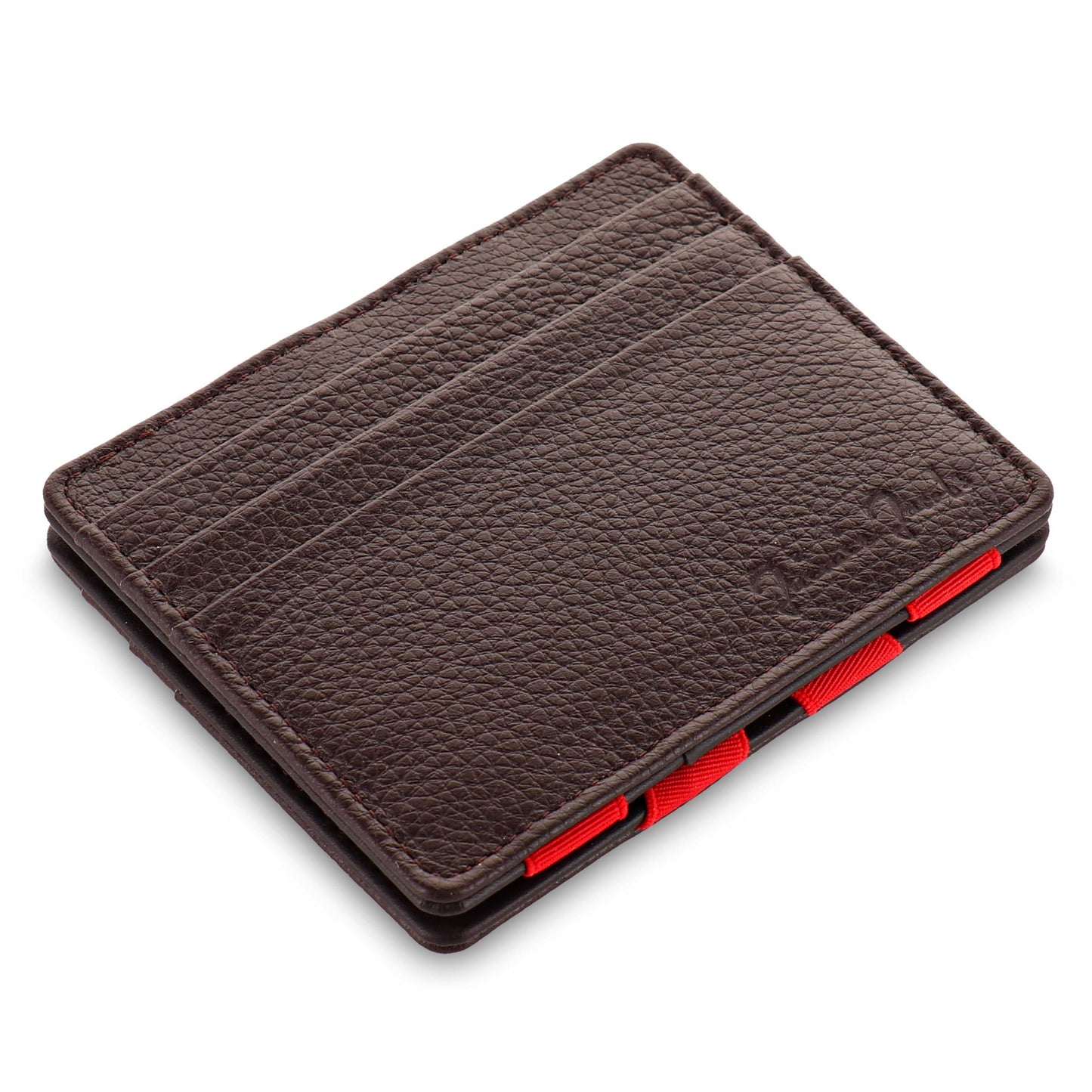 Jaimie Jacobs Geldbeutel Grained Leather Brown with Red Flap Boy Slim Limited Edition - Magic Wallet without Coin Pocket jamy jamie jami jakobs