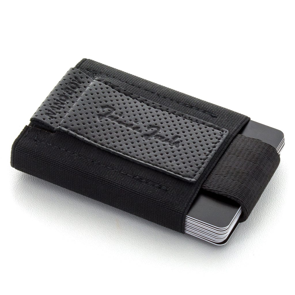 Jaimie Jacobs Geldbeutel Karten Portemonnaie Perforated Leather Black Nano Boy with small elastic coin pocket - Limited Edition Nano Boy mini wallet - Limited Edition