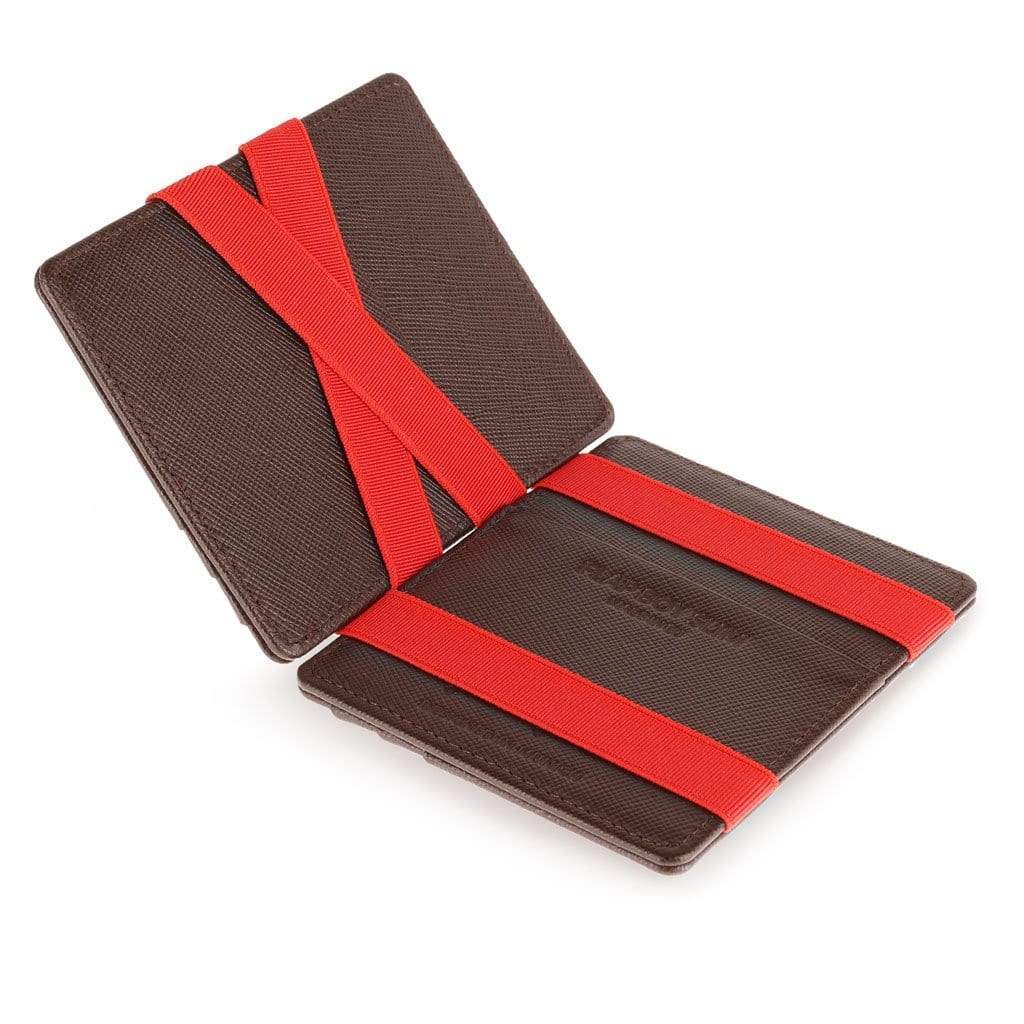 Jaimie Jacobs Geldbeutel Saffiano Brown with Red Flap Boy Slim Limited Edition - Magic Wallet without Coin Pocket jamy jamie jami jakobs