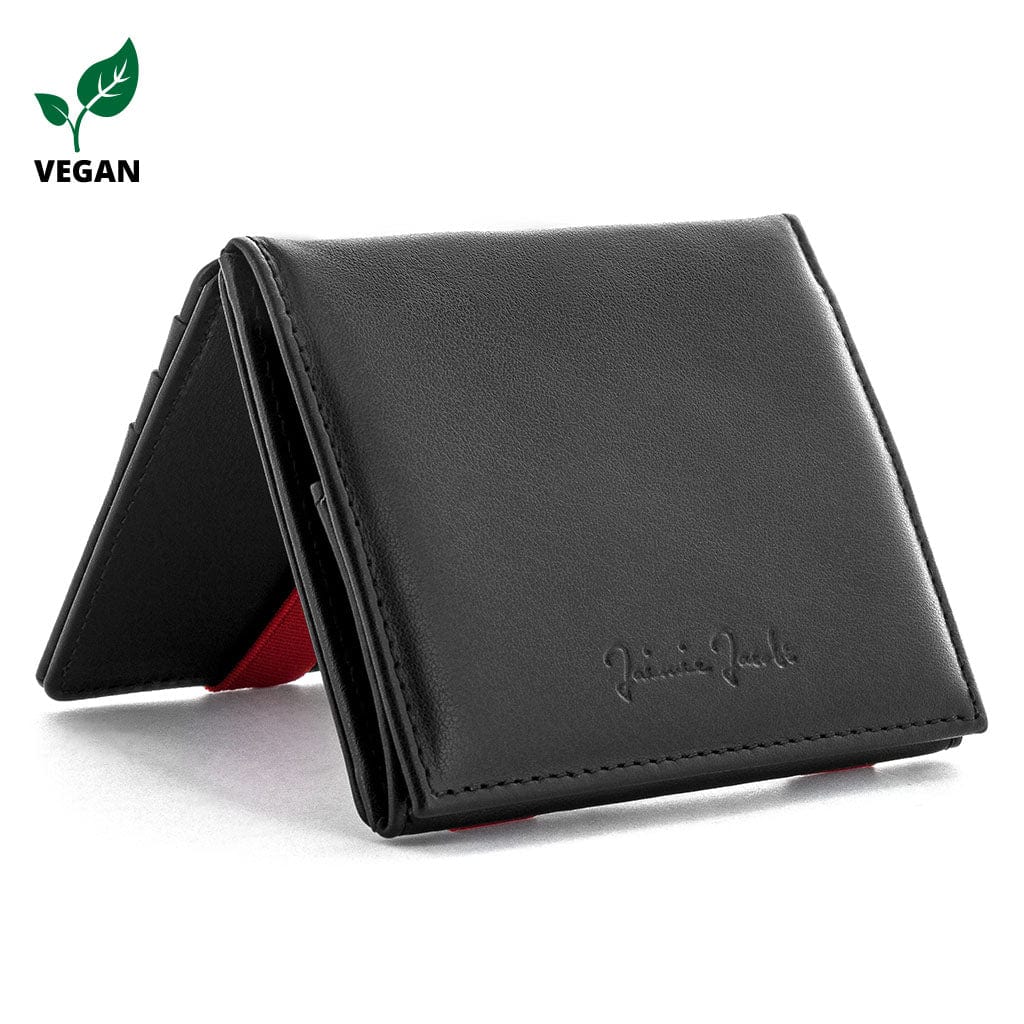 Jaimie Jacobs Geldbeutel Portemonnaie vegan Vegan Black with Red Flap Boy Vegan - Magic Wallet with Coin Pocket Flap Boy Vegan Magic Wallet with Coin Pocket