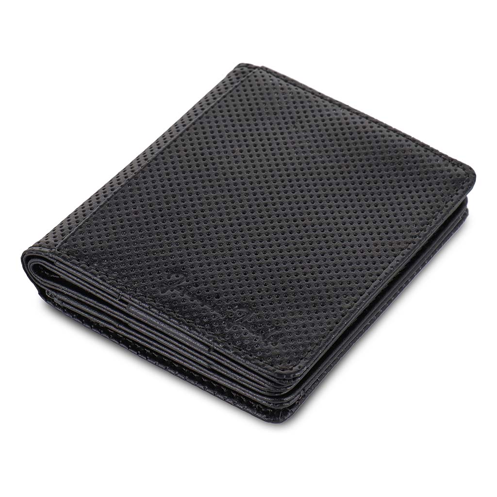 Jaimie Jacobs Geldbeutel Portemonnaie Perforated Leather Black Flapstar Magic Wallet with coin pocket Flapstar with Coin Pocket Magic Wallet Leather