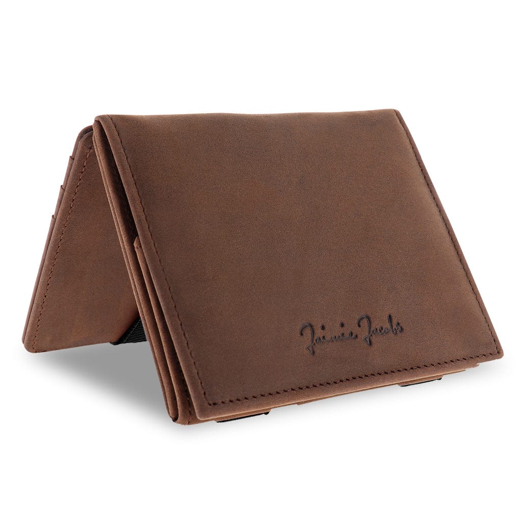 Jaimie Jacobs Geldbeutel Portemonnaie Buffalo Leather Dark Brown Flap Boy - Magic Wallet with Coin Pocket Flap Boy Magic Wallet with Coin Pocket Genuine Leather