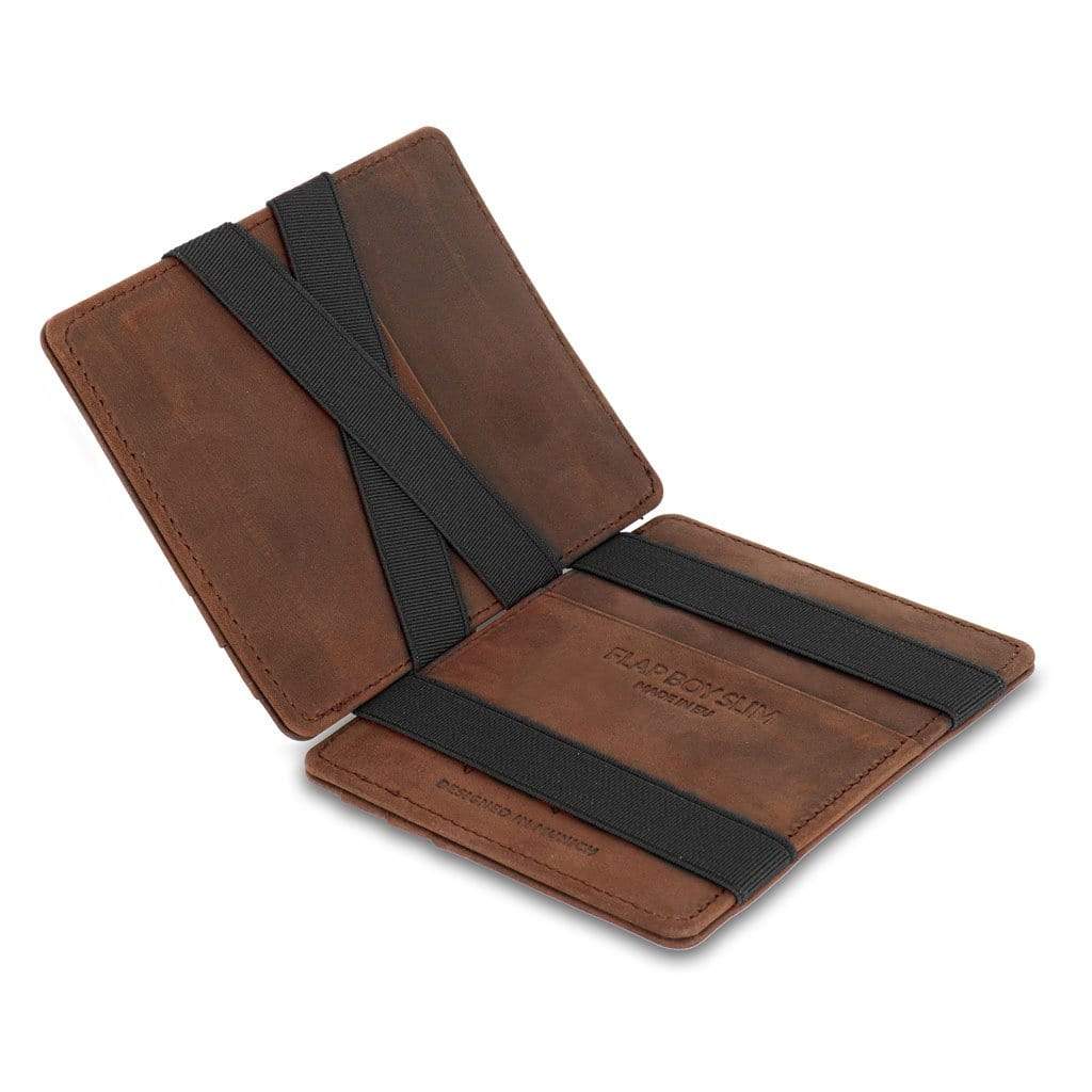 Jaimie Jacobs Geldbeutel Portemonnaie Buffalo Leather Dark Brown Flap Boy Slim - Magic Wallet without Coin Pocket Flap Boy Slim Magic Wallet without coin pocket