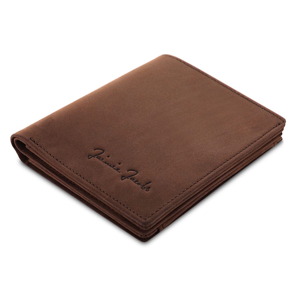 Jaimie Jacobs Geldbeutel Portemonnaie Buffalo Leather Dark Brown Slimstar - slim wallet with large coin pocket Slimstar slim wallet with big coin pocket
