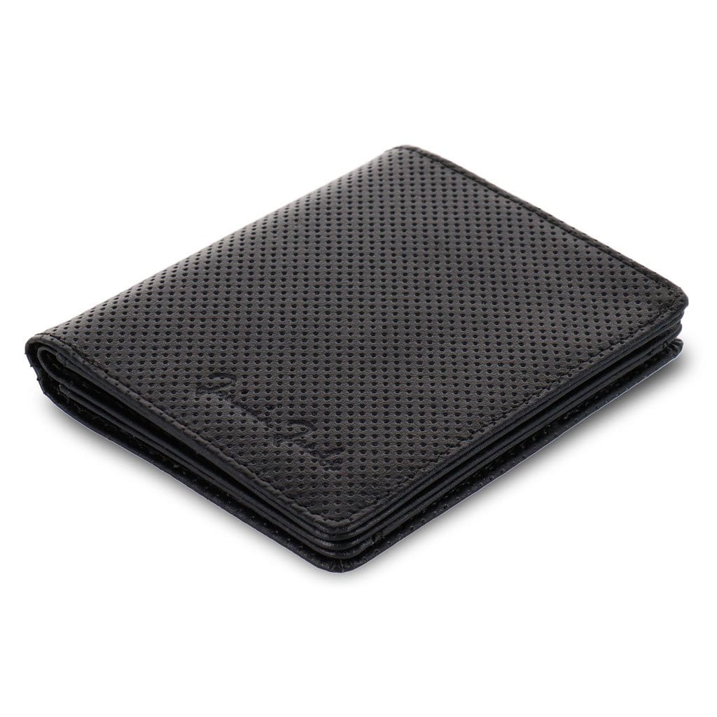 Jaimie Jacobs Geldbeutel Portemonnaie Perforated Leather Black Slimstar - slim wallet with large coin pocket Slimstar slim wallet with big coin pocket